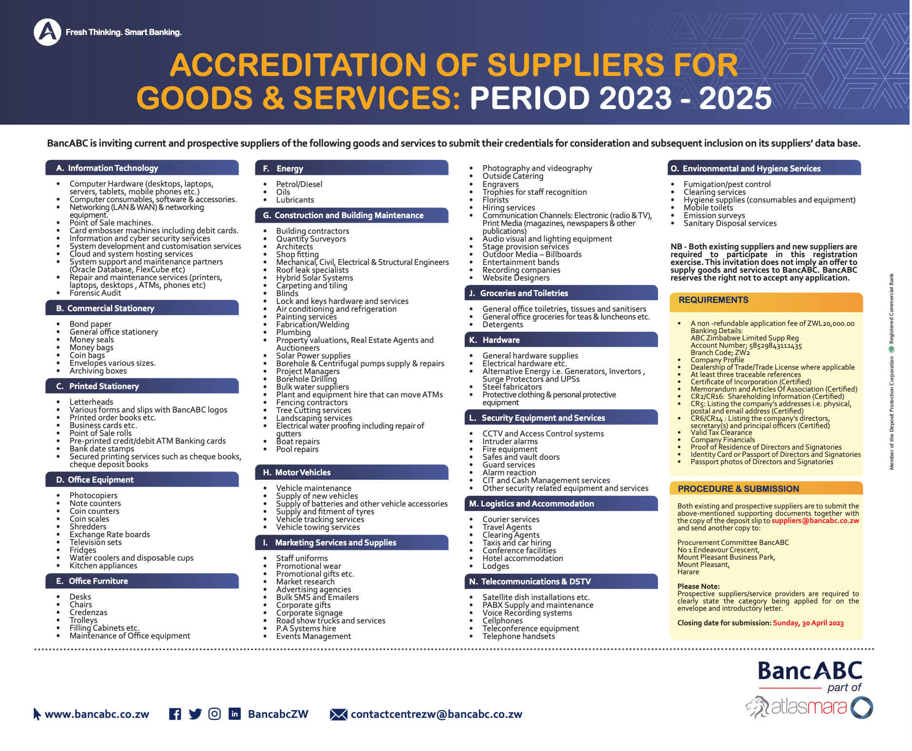 Accreditation Of Supplies For Goods & Services Period 20232025 BancABC